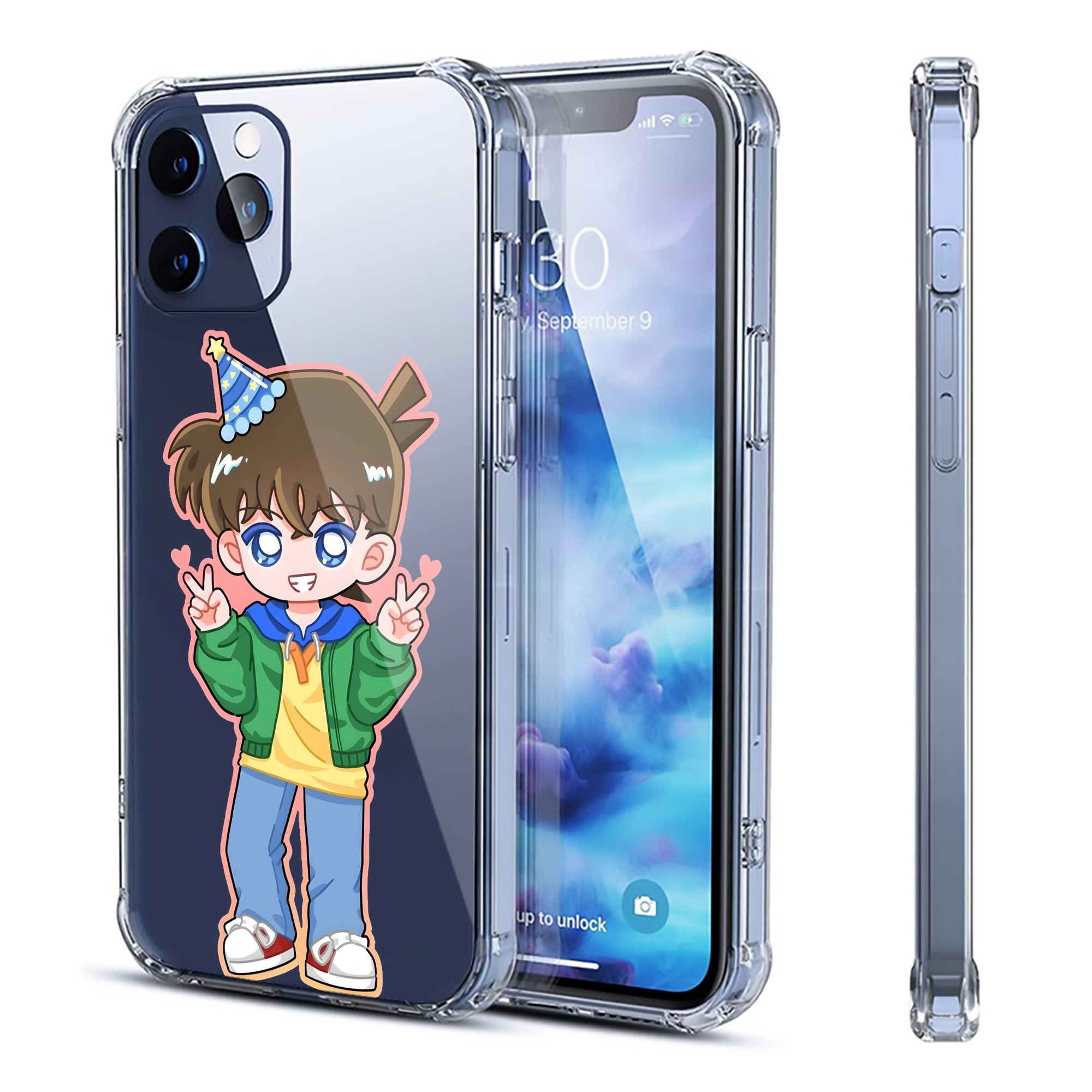 （画像用） 名探偵コナン 江戸川 コナン Detective Conan Conan Edogawa 【iPhone 12シリーズ対応】透明スマホケース（クリアソフトケース）